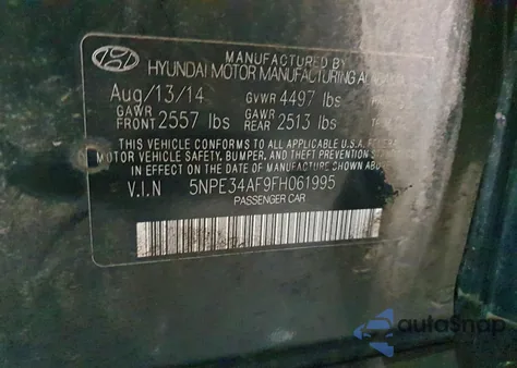 2015 Hyundai Sonata Sport z USA, uszkodzony, nr VIN 5NPE34AF9FH061995